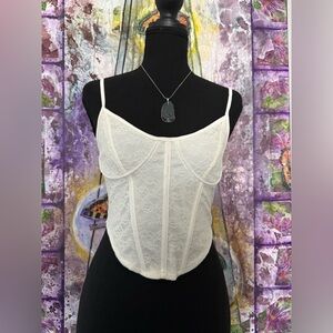 Forever 21 White Lace Bustier Top
